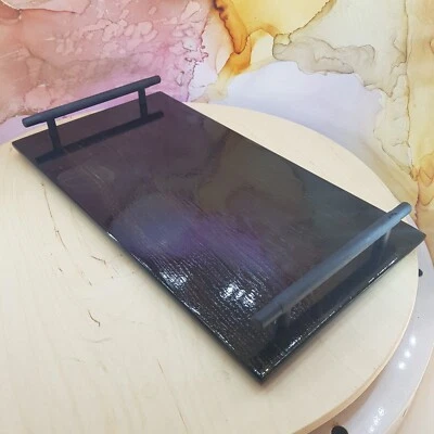 Bog oak serving tray with epoxy resin kitchenware dinnerware serving board - Image 1 of 4