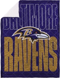 Baltimore Ravens NFL 60"x80" Big Game Sherpa Lined Blanket-AB0BHJB4JK43 - Picture 1 of 6