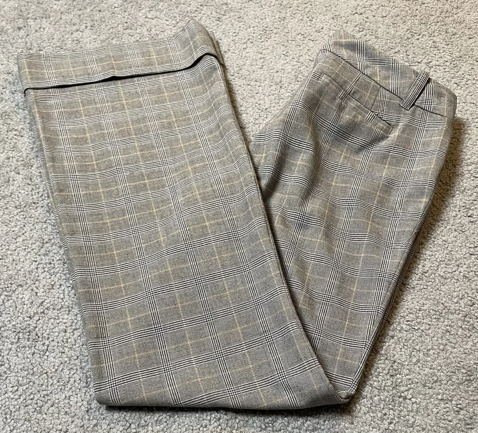 Banana Republic Ryan Fit Pants Women’s 6 Flared Leg Gray Plaid Career Low Rise - Image 1 of 4