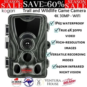 Kogan 4K 30MP Trail and Wildlife Game Camera 256GB Waterproof Wi-Fi Video Camera - Picture 1 of 12