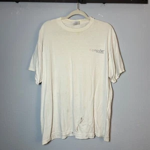 Vintage 90s Y2K Thrashed White Cingular Wireless Shirt Gr. L RARE PROMO - Bild 1 von 7