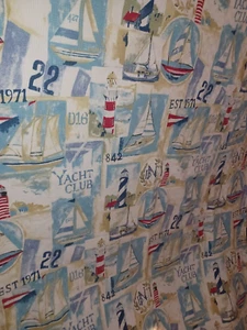 English Home Baumwollmischung gewebte Yacht Leuchtturm Decke 54" x 84" Vintage - Bild 1 von 6