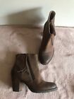 NEW Clarks Artisan Brown Distressed Nubuck Leather Ankle Boots Block Heel Size 5