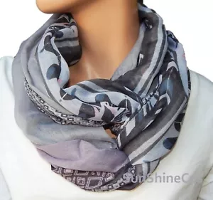 Round scarf loop scarf XXL hose scarf springs gray black white 23 H 04 - Picture 1 of 3