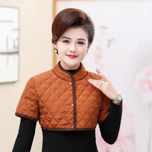 Women Puffer Jacket Waistcoat Cropped Shrug Padded Quilted Winter Warmer - Picture 1 of 17