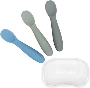 Cucharas para bebé WeeSprout, longitud más corta para autoalimentación, silicona suave de grado alimenticio - Imagen 1 de 6