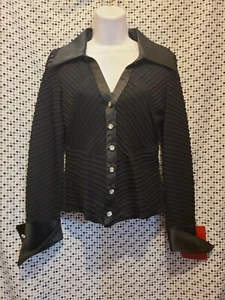 NWT JS COLLECTION Petite Long Sleeve Sheer Blouse w/ Satin Trim Size 8 -MSRP$145 - Picture 1 of 11