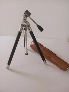 Vtg ESCOT 8 Section Elevator Tripod Original Leather Case Made in Japan Compact - Picture 1 of 2