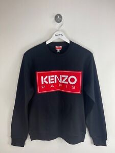 New Men's GENUINE Kenzo Black Current Embroidered Paris Crew Neck Sweatshirt