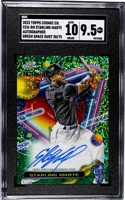 2023 Topps Cosmic Chrome Starling Marte Green Refractor Auto #  /75 - Image 1 of 2