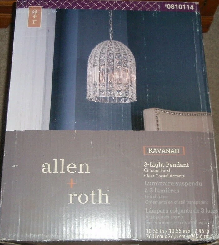 Allen + Roth 3-Light Kavanah 17" Chrome Glam Crystal Bell Pendant-Model #B10112  - Image 1 of 1