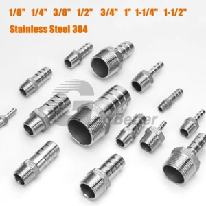 Edelstahl Gerade Schlauchtülle Außengewinde Rohr Fitting Adapter Zoll 6mm-20mm - Picture 1 of 51