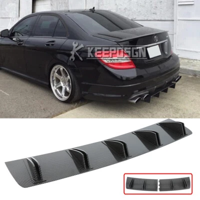 Divisor difusor de parachoques trasero de carbono para Mercedes Benz C63 AMG aleta de tiburón barbilla Foto 1 de 4