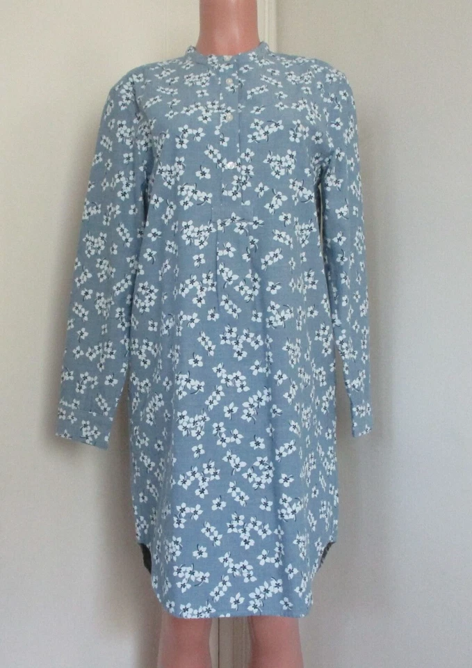 LANDS' END DRAPER JAMES COTTON BLUE FLORAL LONG SLEEVE SHIRT DRESS,  SIZE S 6-8 - Image 1 of 4