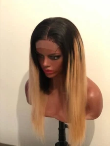 8A 350gramm unverarbeitete brasilianische 1b/27 Lace Closure Handarbeit Echthaar Perücke - Bild 1 von 2