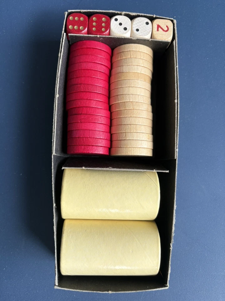 VTG 1975 Backgammon Game Replacement Wood Pieces Dice Cups by Selchow & Righter - Image 1 of 1