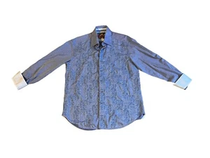 Robert Graham Men’s Blue Geometric Pattern Long Sleeve Button Up. Size Large - Picture 1 of 8