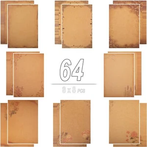 64 pcs 8 Styles Stationery Paper, 5.7 x 8.3 inch A5 Size Vintage Retro Floral... - Picture 1 of 7