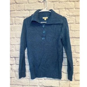 ST JOHNS BAY blauer Strickpullover Schalkragen Knopfleiste Damen Größe S - Bild 1 von 6