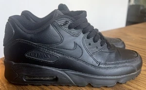 Size 6Y Nike GS Air Max 90 CD6864-001 Triple Black Shoes Sneakers womens 7.5 EUC - Picture 1 of 9