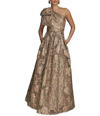 Donna Karan One-Shoulder Metallic Jacquard Gown Gown US 6 NWOT - Image 1 of 4