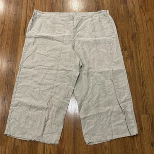 J Jill Love Linen Pants Womens Size 4X Beige Crop Wide Leg Lightweight Pockets - Picture 1 of 7