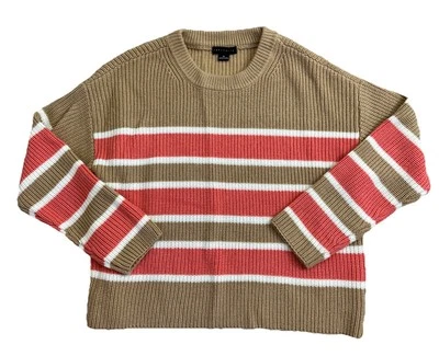 Sanctuary 毛衣女式 M 码条纹粗针织超大宽松圆领 — 第 1/4 张图片