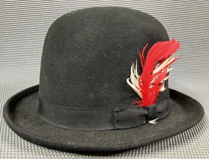 Shannon Phillips 100 % Wolle schwarz Derby Hut mit Feder XL Made in USA - Bild 1 von 8