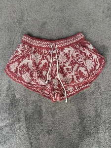 Pantaloncini Ecote Boho donna taglia media cotone bordeaux coulisse vita pull on - Foto 1 di 7