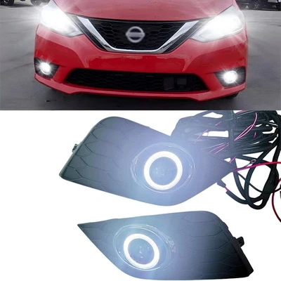 2X Para Nissan Sentra 16-19 LED Luz Antiniebla Conducción COB Ojo de Ángel Halo Anillo Escurridor Foto 1 de 4