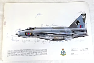 Signierte Luftfahrtkunst - Lightning F.6 XR728 'BA' 11 Squadron Flugzeug Druck - Bild 1 von 7