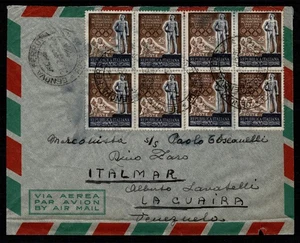 1952 AEROGRAMMA DA GENOVA A LA GUAIRA 8 VALORI DA LIRE 25 FRANCOBOLLO SPORTIVO - Imagen 1 de 2