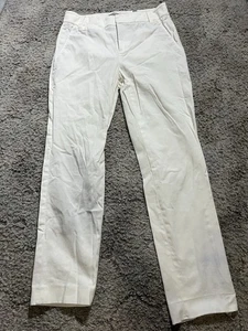 Pantalones Vince para mujer talla 2 blancos recortados algodón/lino/elastano Italia - Imagen 1 de 11