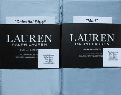 Funda de almohada Ralph Lauren elige: azul celeste-o-niebla juego de 2 piezas-satén Dunham Foto 1 de 2