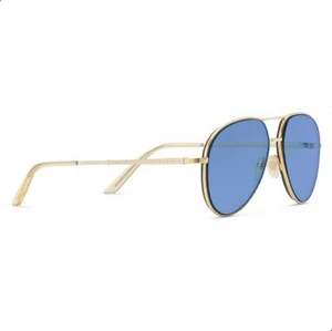 Gafas de sol Gucci GG0356S Pilot - Marco de metal dorado con lentes tintadas azules - Imagen 1 de 4