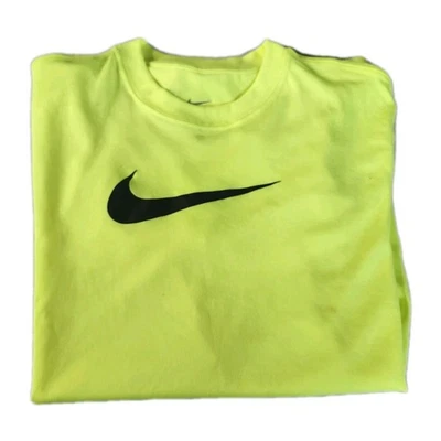 Boys NIKE Dri-Fit T-shirt - Neon Yellow Gray Swish - M - Short Sleeve Tee, NEW - Image 1 of 4