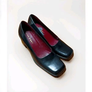 Nine West Womens Black Basic Pump 2.5" Heel Square Toe Size 7 M Business Shoes - Picture 1 of 9