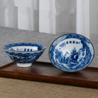 Taza de té de porcelana azul y blanco para té Pu'er taza de té kungfu chino Jingdezhen Foto 1 de 4