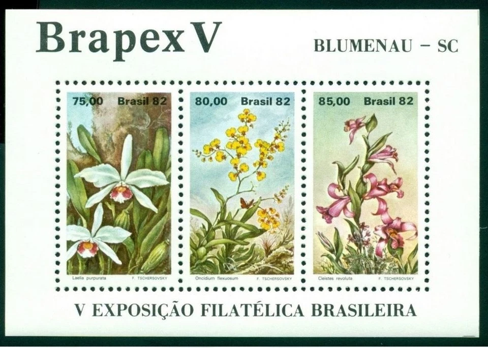 Hoja de recuerdo Flowers Flora 1992 exposición de estampillas como nueva NH Brasil #1792 $12.Val Foto 1 de 1