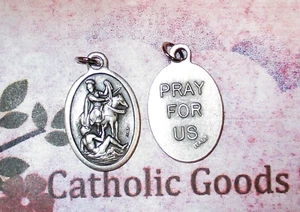 Saint St. Martin de Tours / Pray for Us - Italian Silver tone Ox 1" Medal  - Picture 1 of 3