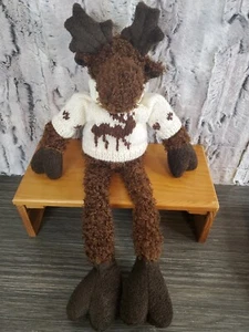 Unipak Vintage Moose in Sweater Long Legs Plush Stuffed Animal 17" Shelf Sitter  - Picture 1 of 9