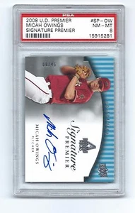Tarjeta de autógrafo UD PREMIER MICAH OWINGS 2008 # 8 de 45 - grado PSA casi nueva - 8 como nueva - Imagen 1 de 2