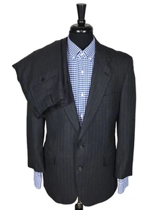 Brooks Brothers Makers Men 40R Gray Striped Wool Suit Pleated Pants 38x28.5 - Picture 1 of 19