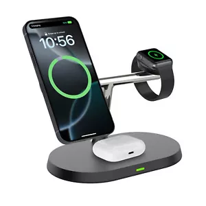 3in1 Magnetic Wireless Charger Station Dock For Apple Watch 10 iPhone 16 Pro Max - Picture 1 of 16