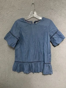 LEVIS Girls Chambray top Blue Size XL Short Sleeve Kids Lyocell - Picture 1 of 5