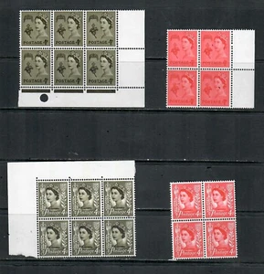 GUERNSEY JERSEY 1958 WILDING BLOCKS 4d X 4 MMH ETS - Picture 1 of 1