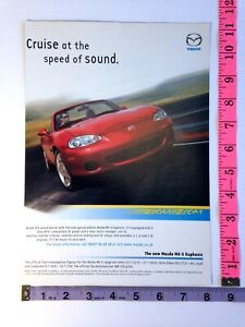 Print Ad Mazda MX-5 Euphonic red convertible sports car on vinyl lp record photo