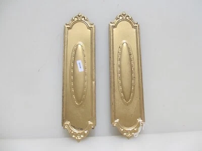 Vintage Iron Finger Plates Push Door Handles Antique Art Deco Beading Pair - Image 1 of 4