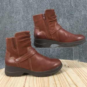 Clarks Boots Womens 8.5 M Aveleigh Casual Side Zip Ankle Bootie Brown Leather - Picture 1 of 17