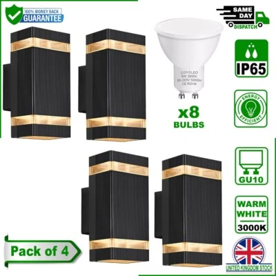 Pack of 4 IP65 Modern LED Up/down Wall Light With GU10 Warm White Bulbs in UK - Image 1 of 4